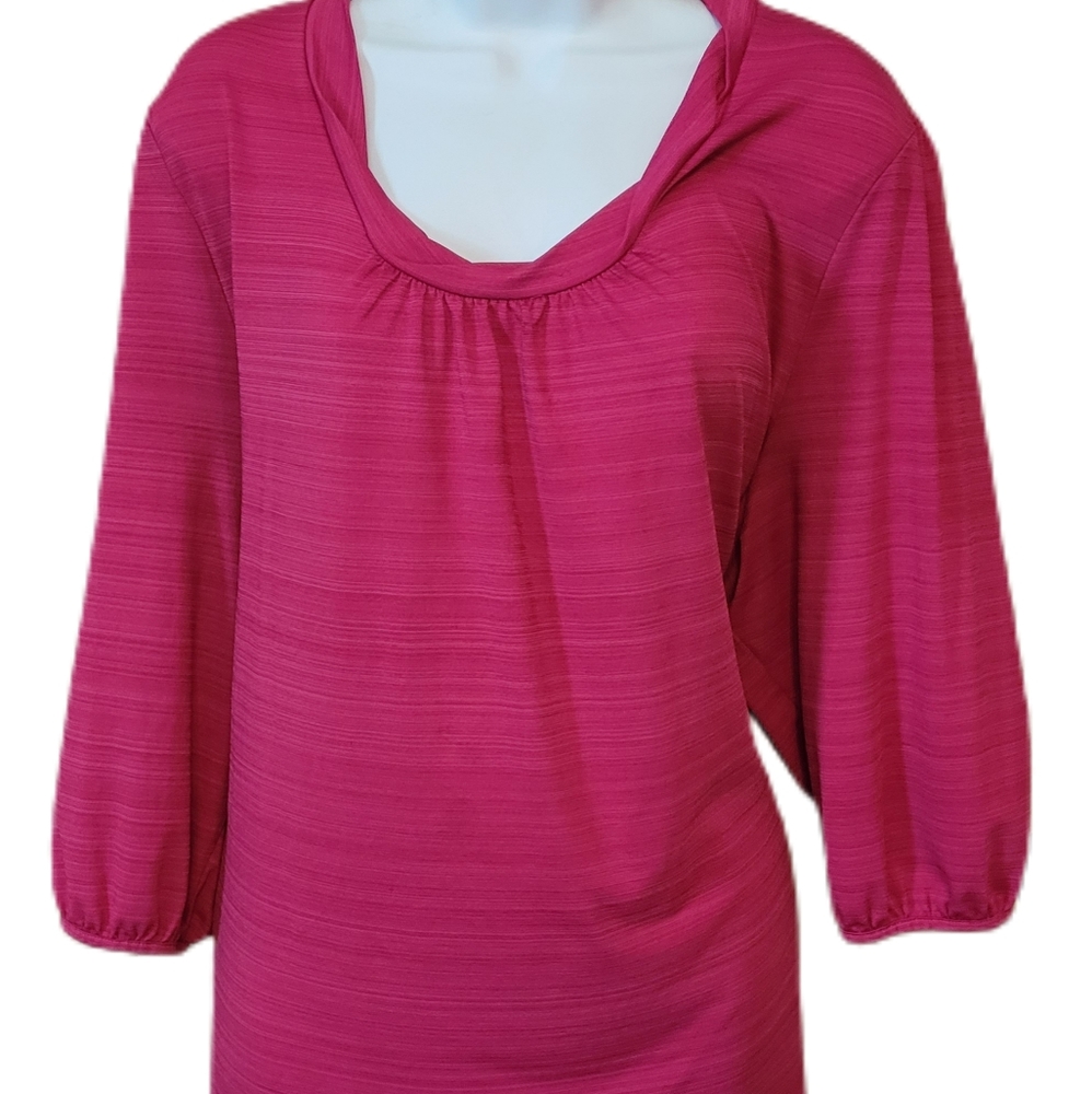 Maurices 3X Pink/Fuchsia 3/4 Sleeve Slinky Stretch Top